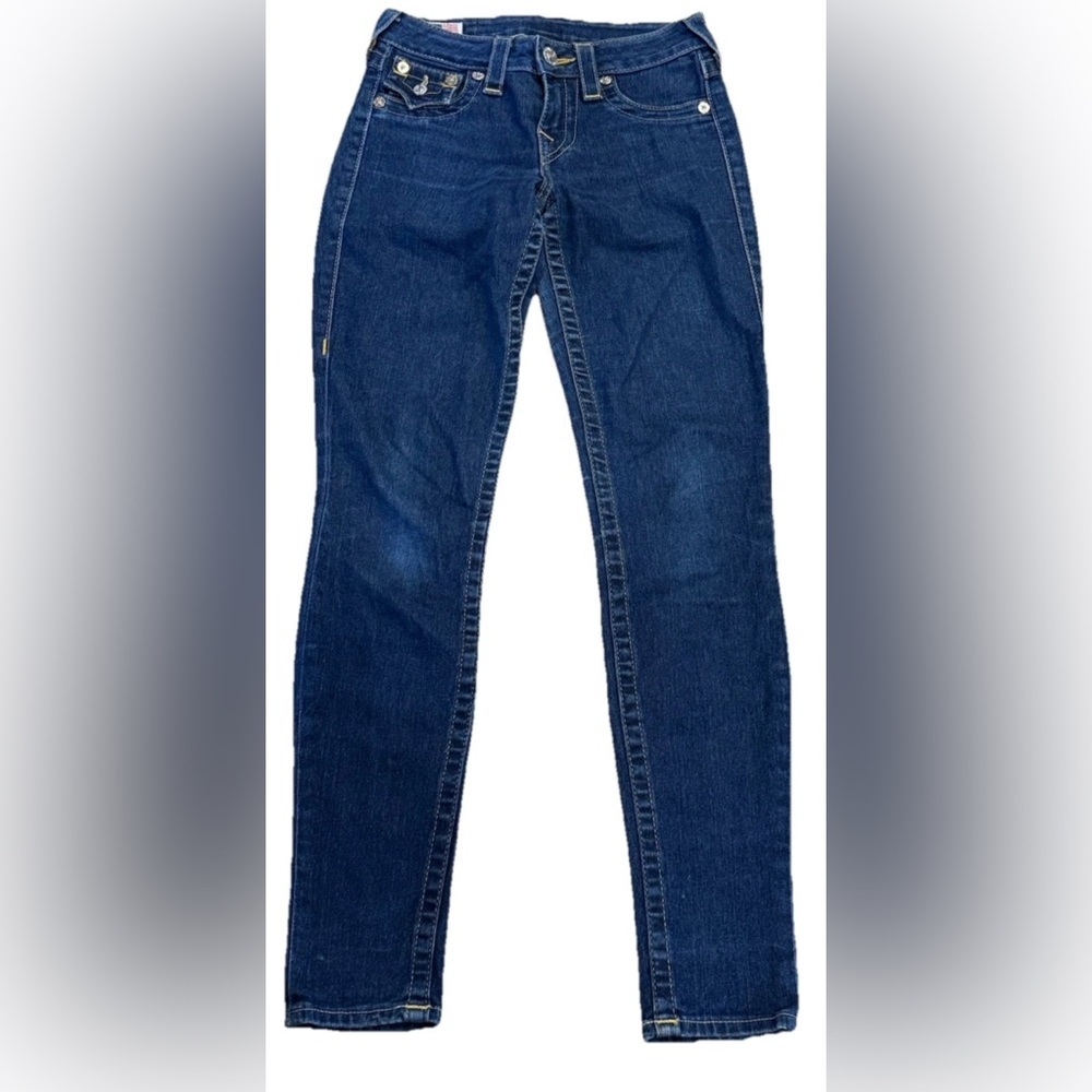 True Religion Serena Dark Wash Straight Leg Jeans Made in USA Low Rise Size 25
